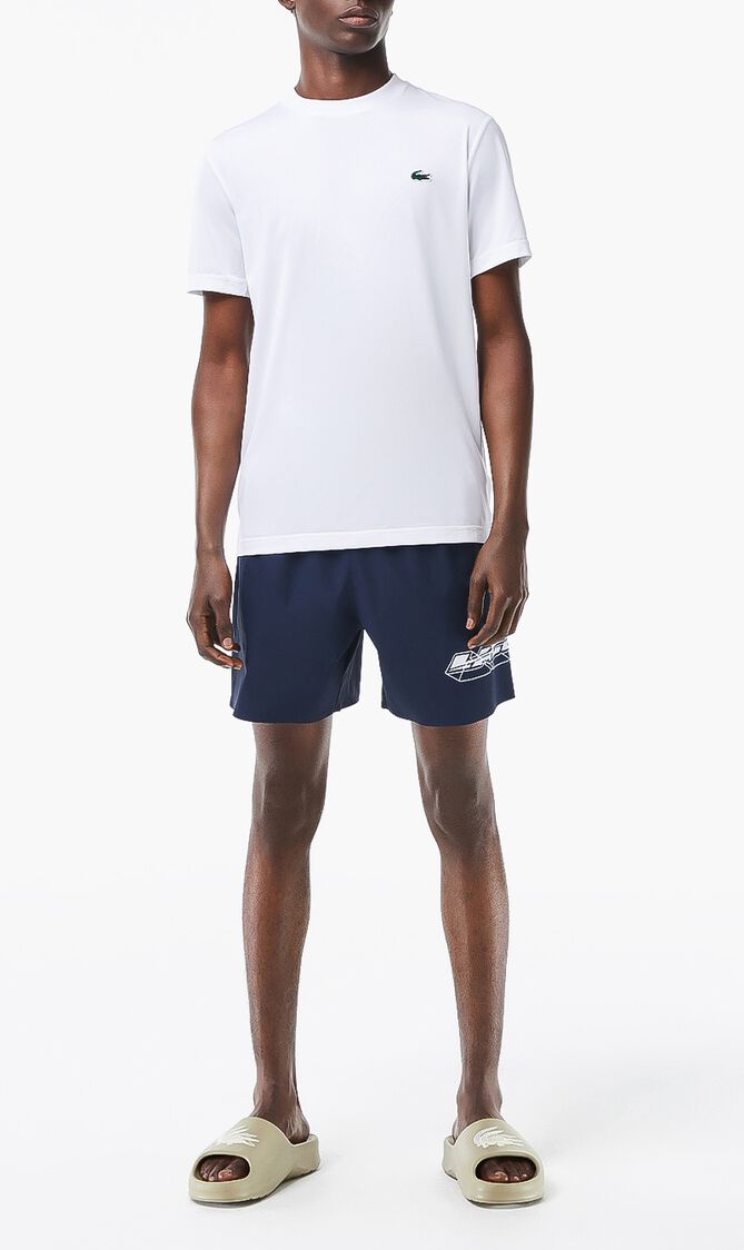 Quick Dry Logo Stripe Swim Trunks