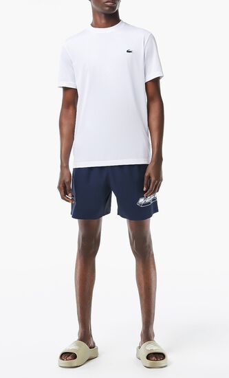 Quick Dry Logo Stripe Swim Trunks