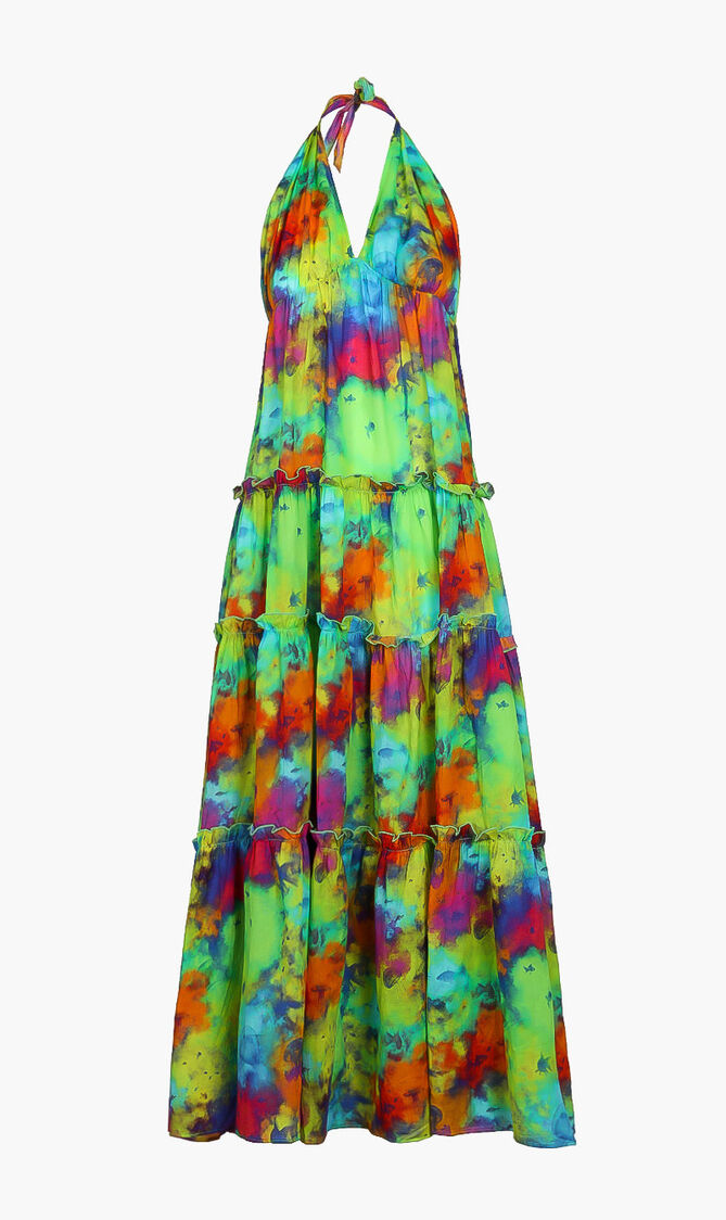 Tie and Dye Printed Halter Dress