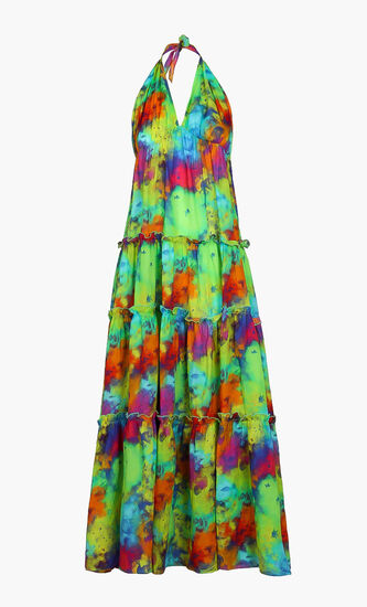 Tie and Dye Printed Halter Dress