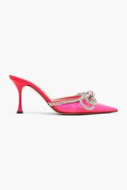 DOUBLE BOW PINK FLUO PVC MULES 85MM