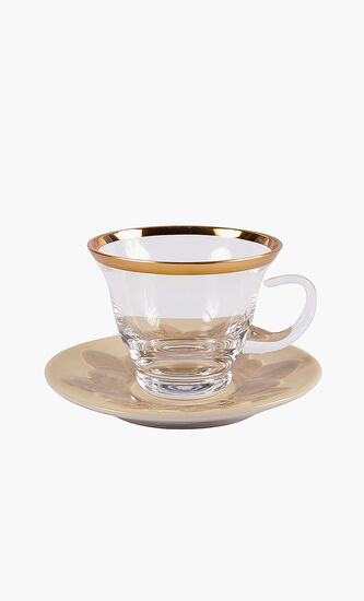 Peacock Caramel & Gold Cappuccino Cup & Saucer