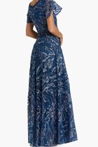Embellished Illusion Butterfly Sleeve Gown