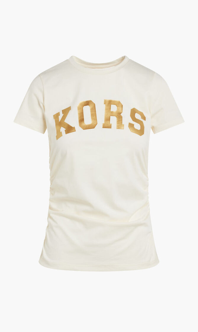 METALLIC KORS RUCHED TEE