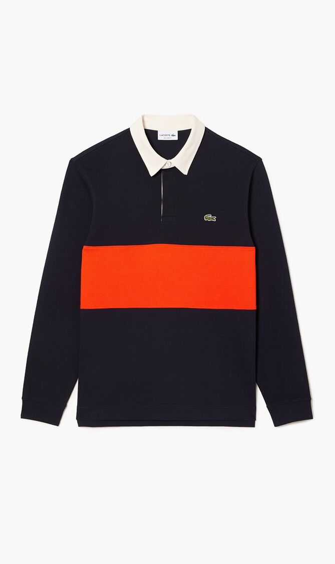 Rugby-style Cotton Colourblock Polo Shirt
