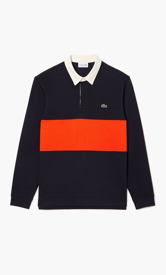 Rugby-style Cotton Colourblock Polo Shirt