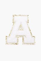 3 CHENILLE SPARKLE LETTER PATCHES WHITE