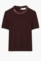 Wool And Sequin Short Sleeved Sweater