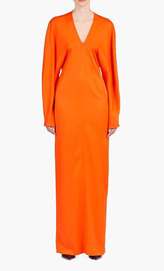 SUST STRETCH VISCOSE SATINLONG DRESS