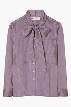 Striped Viscose Bow Blouse