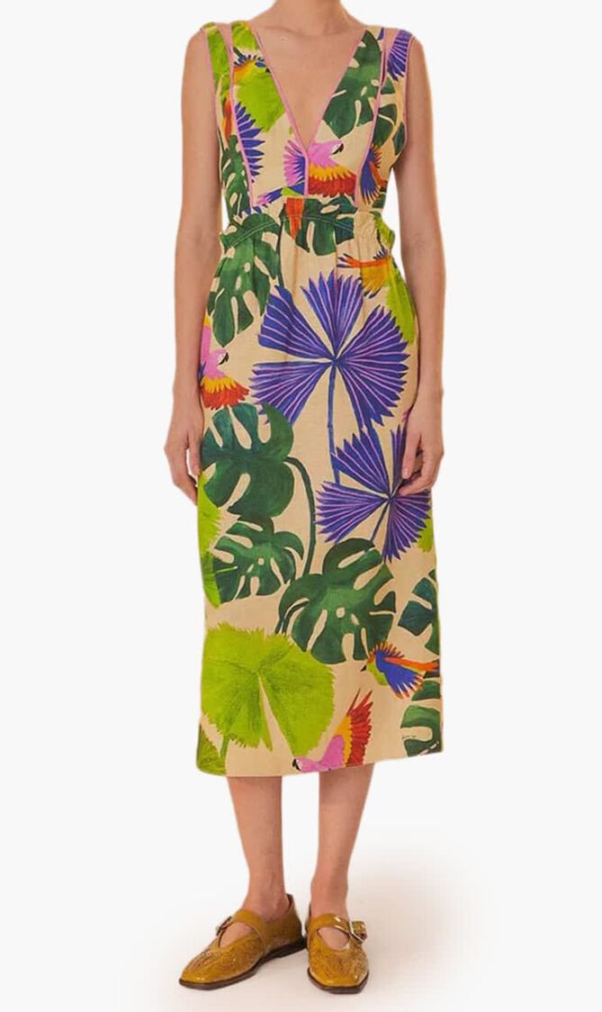 Jungle V Neck Midi Dress