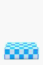 JNR LACQUER CHECKERBOARD BOX - MEDIUM - BLUEWHITE