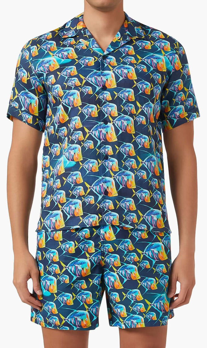 Piranha Print Bowling Shirt