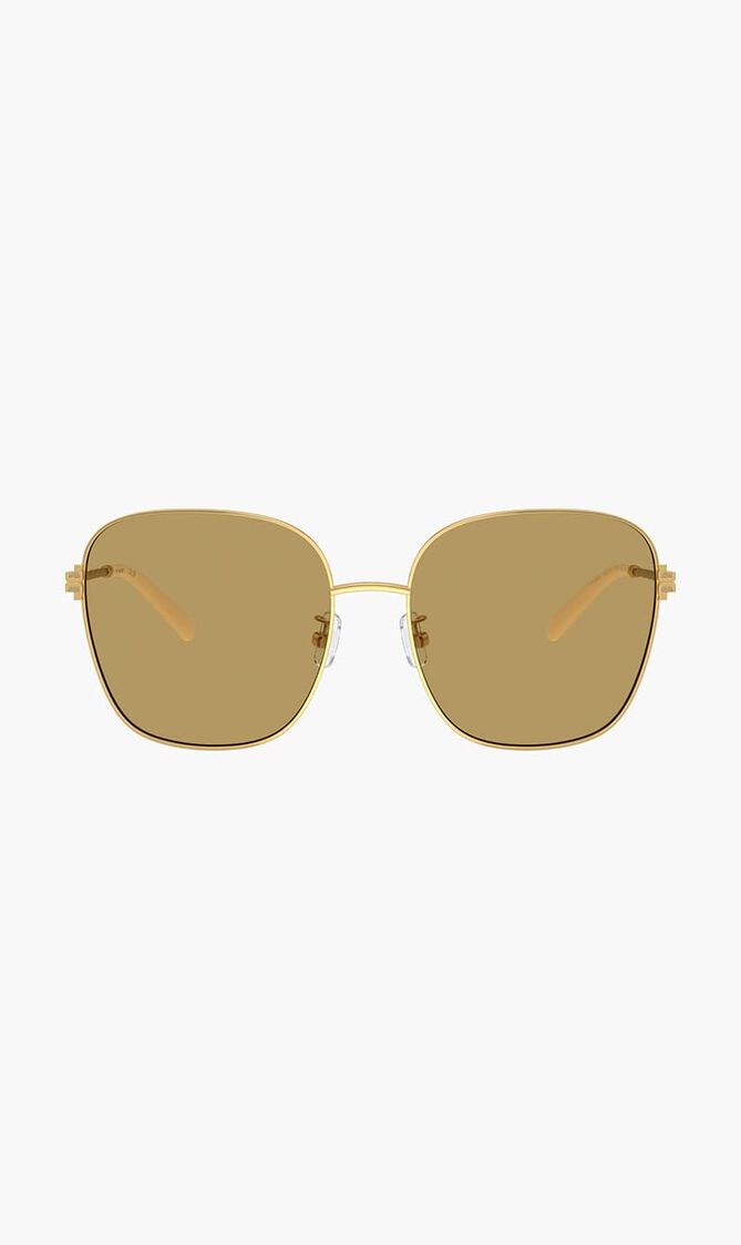 SQUARE GOLD FRAME WITH OCHRE LENS 57