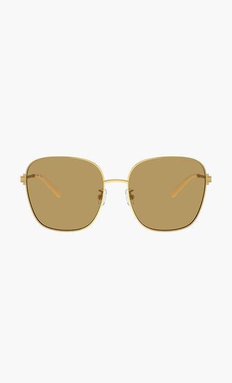 SQUARE GOLD FRAME WITH OCHRE LENS 57