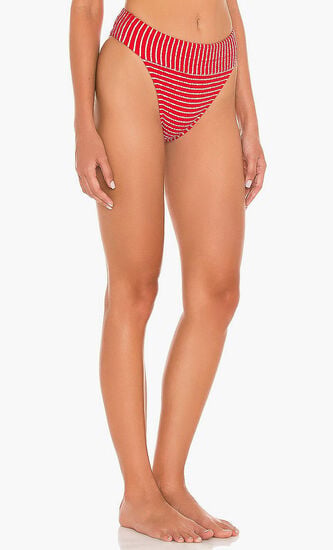 Seaside Stripe Banded High Rise Bikini Bottom