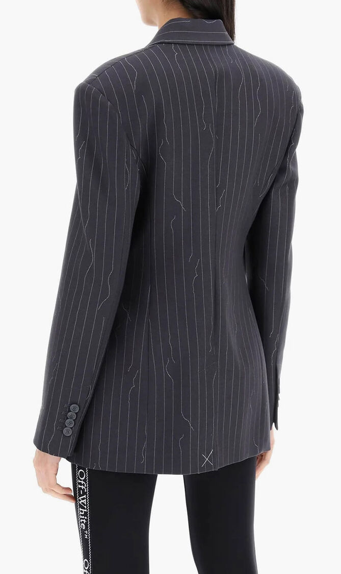 PINSTRIPE FITTED 3 BUTTON JKT FORGED IRO