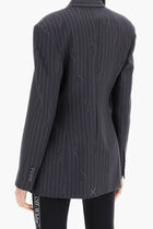 PINSTRIPE FITTED 3 BUTTON JKT FORGED IRO