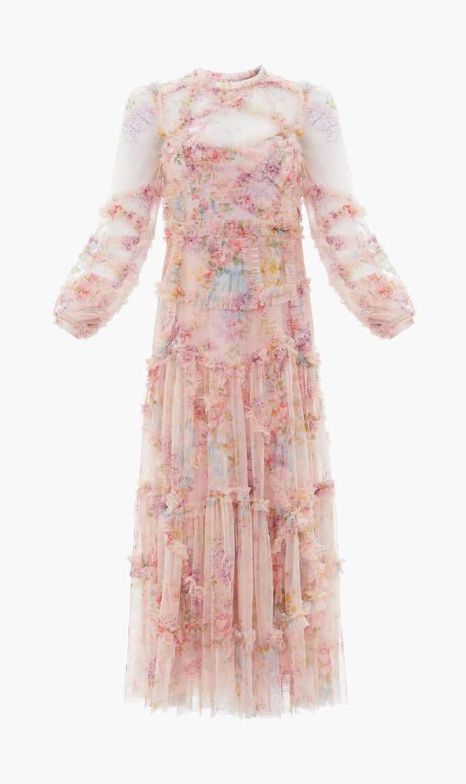 Floral Diamond Ruffle Ballerina Dress