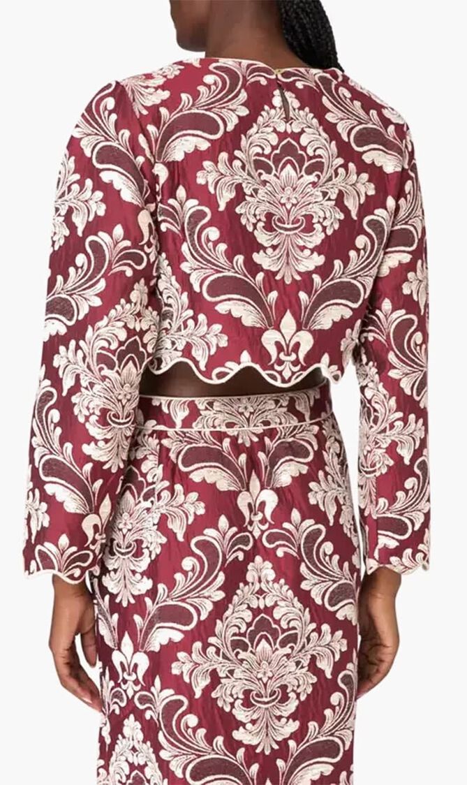 BICOLOR JACQUARD WAVES LONG SLEEVE TOP