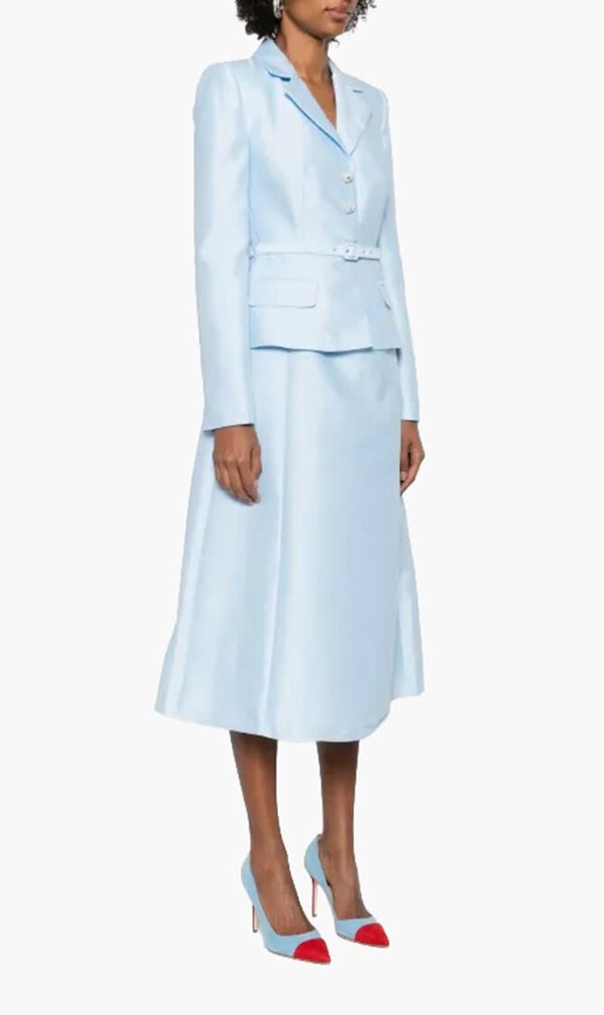 BLUE TAFFETA MIDI DRESS