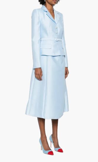 BLUE TAFFETA MIDI DRESS