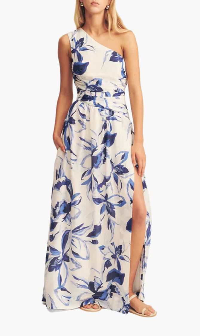 Willa Asymmetrical Gathered Maxi Dress