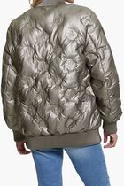 Faux Leather Long Bomber Jacket