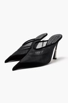 Mesh & suede mule heels