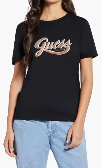 Ss Cn Glittery Logo Tee