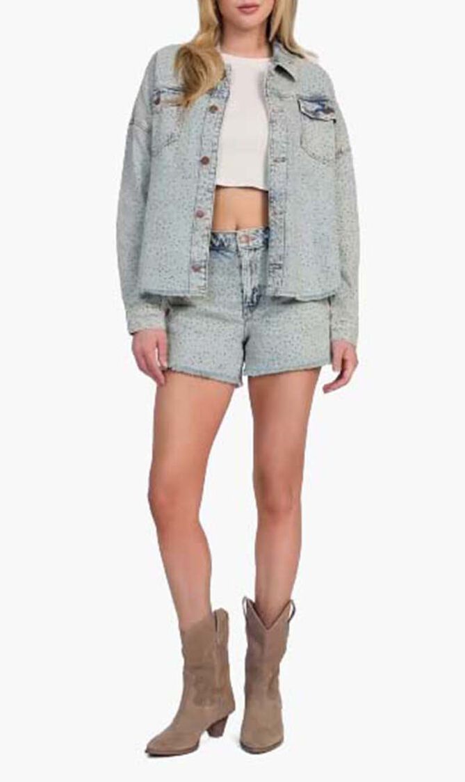 Relaxed Denim Midi Shorts