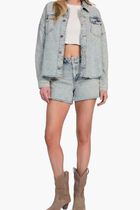 Relaxed Denim Midi Shorts