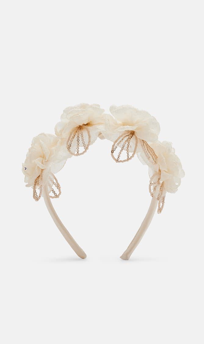 CREAM SEQUIN TULLE HEADBAND