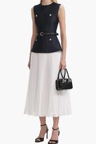 NAVY TAFFETA MIDI DRESS