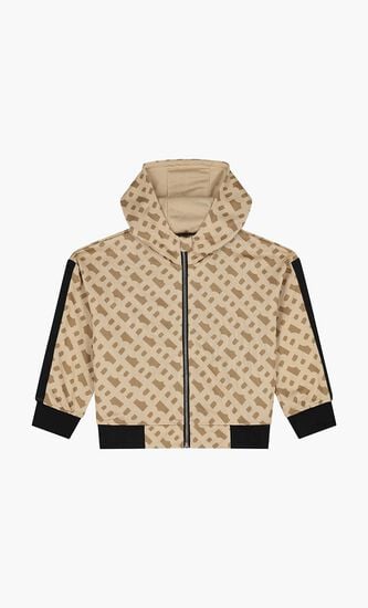 Logo Hooded Zip Up Top