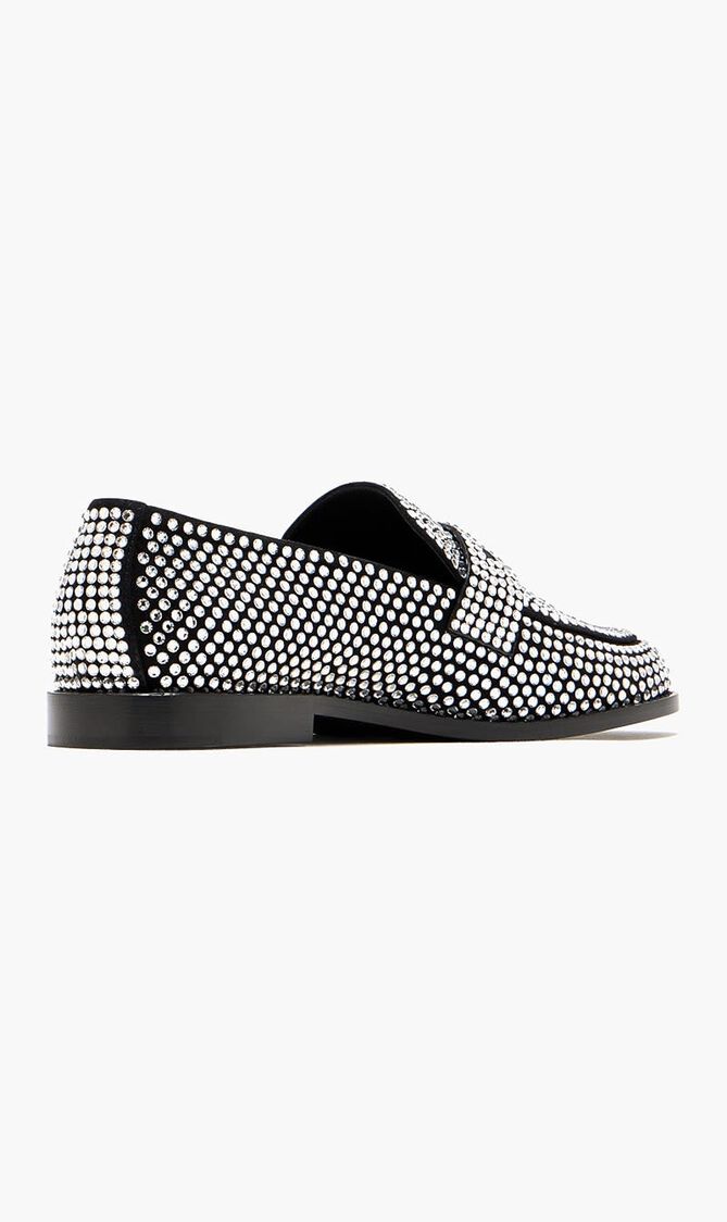TILDA CRYSTAL LOAFER SUEDE BLACK WHITE CRYSTALS