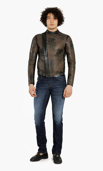 Caban Cut-Out Leather Biker Jacket
