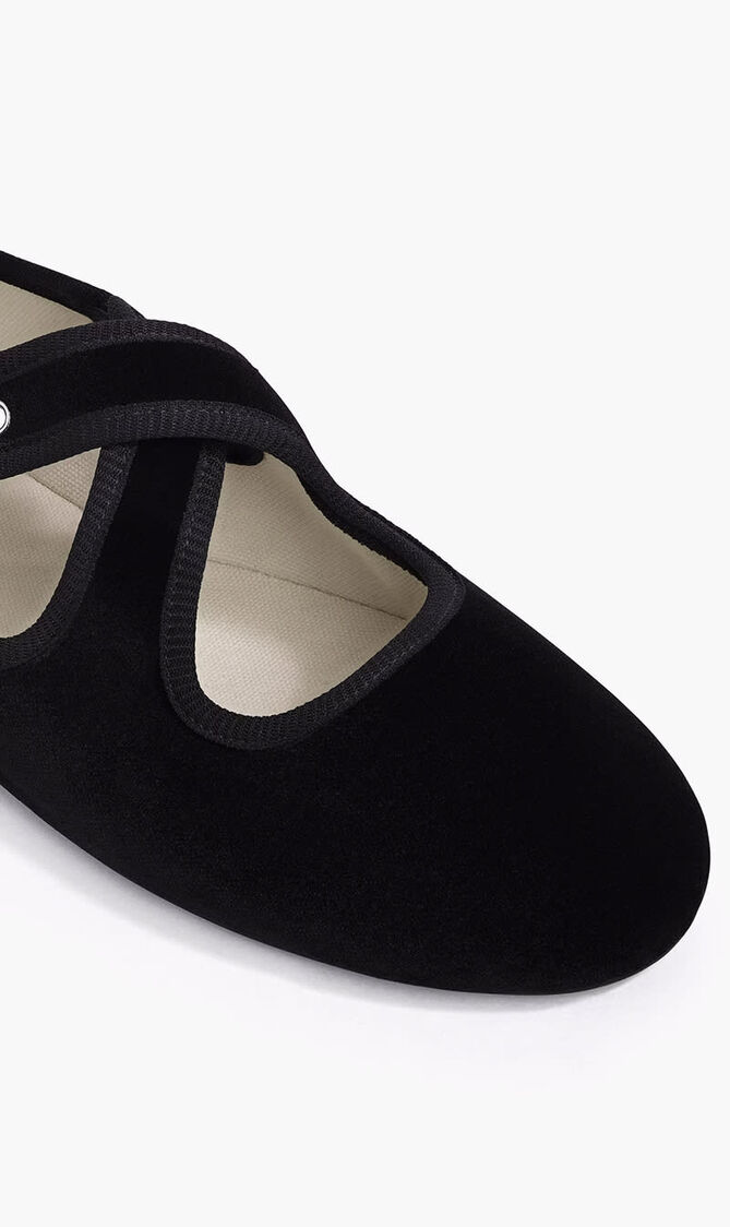 Criss Cross Velvet Ballet Flats