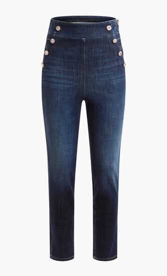 Exposed Buttons Denim Pants