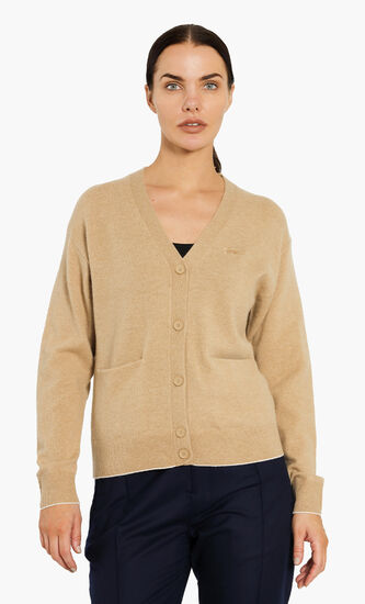 V-Neck Buttoned Wool Cardigan