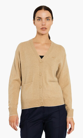 V-Neck Buttoned Wool Cardigan