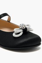 DOUBLE BOW BLACK SATIN MINI BALLERINA