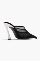 Mesh & suede mule heels