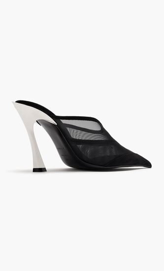Mesh & suede mule heels
