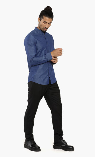 Slim Fit Jacquard Long Sleeves Shirt