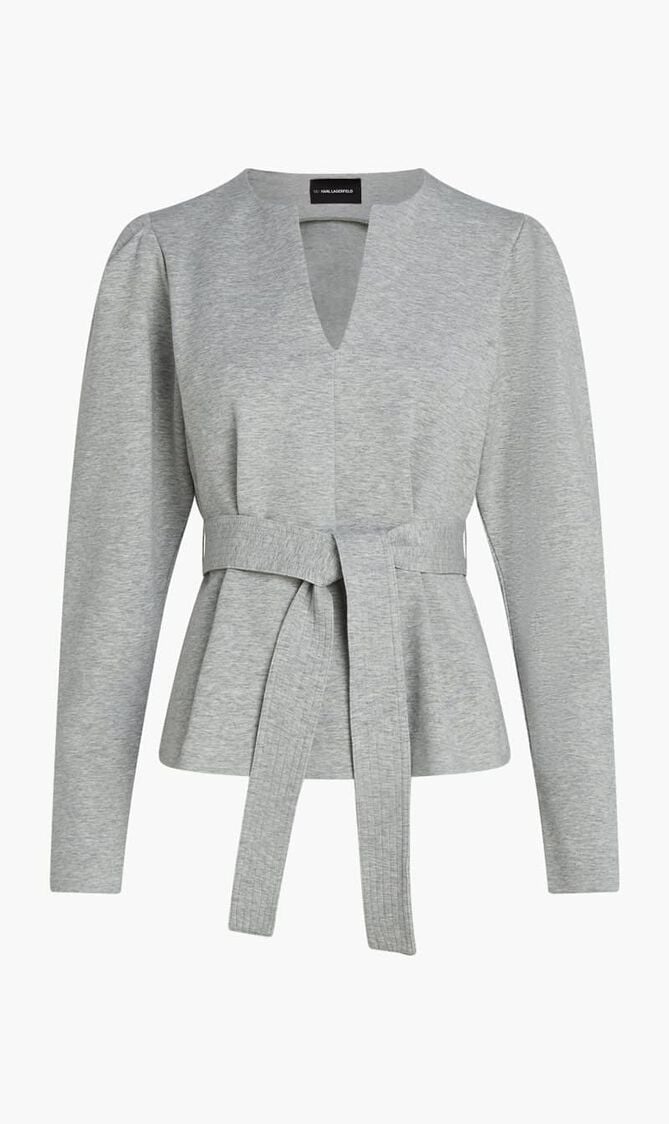 Belted V Neck Sweatshirt