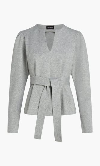 Belted V Neck Sweatshirt