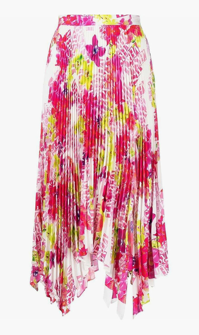 SKIRT MIDI PLEAT CREPE DE CHINE HANKERCHIEF AO ORCHID VERSACE