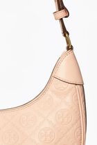 T Monogram Leather Crescent Bag