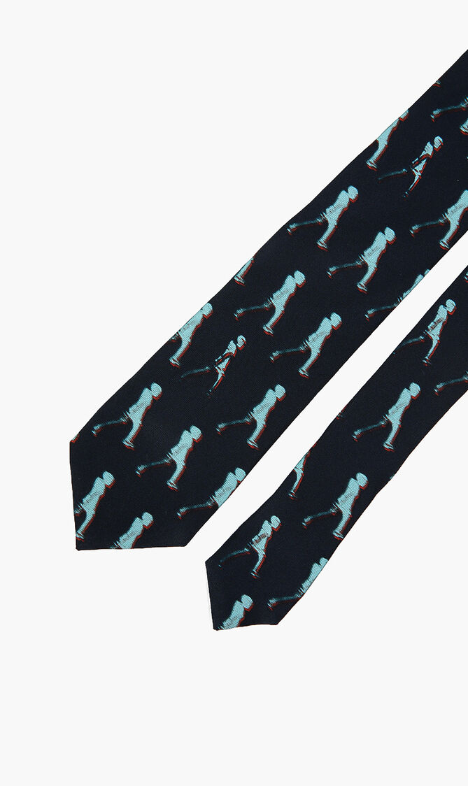 Man Print Narrow Tie